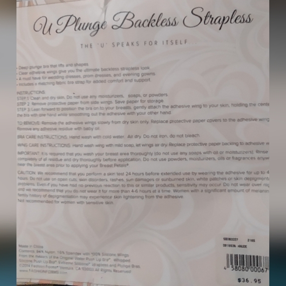 Women's Backless Strapless U Plunge Bra Nude Size C NWT - Picture 5 of 7